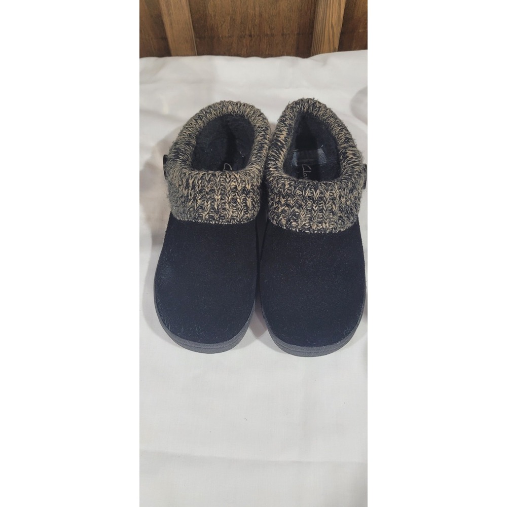 Clarks Women's Knit Scuff Slipper, Black, 6 M US